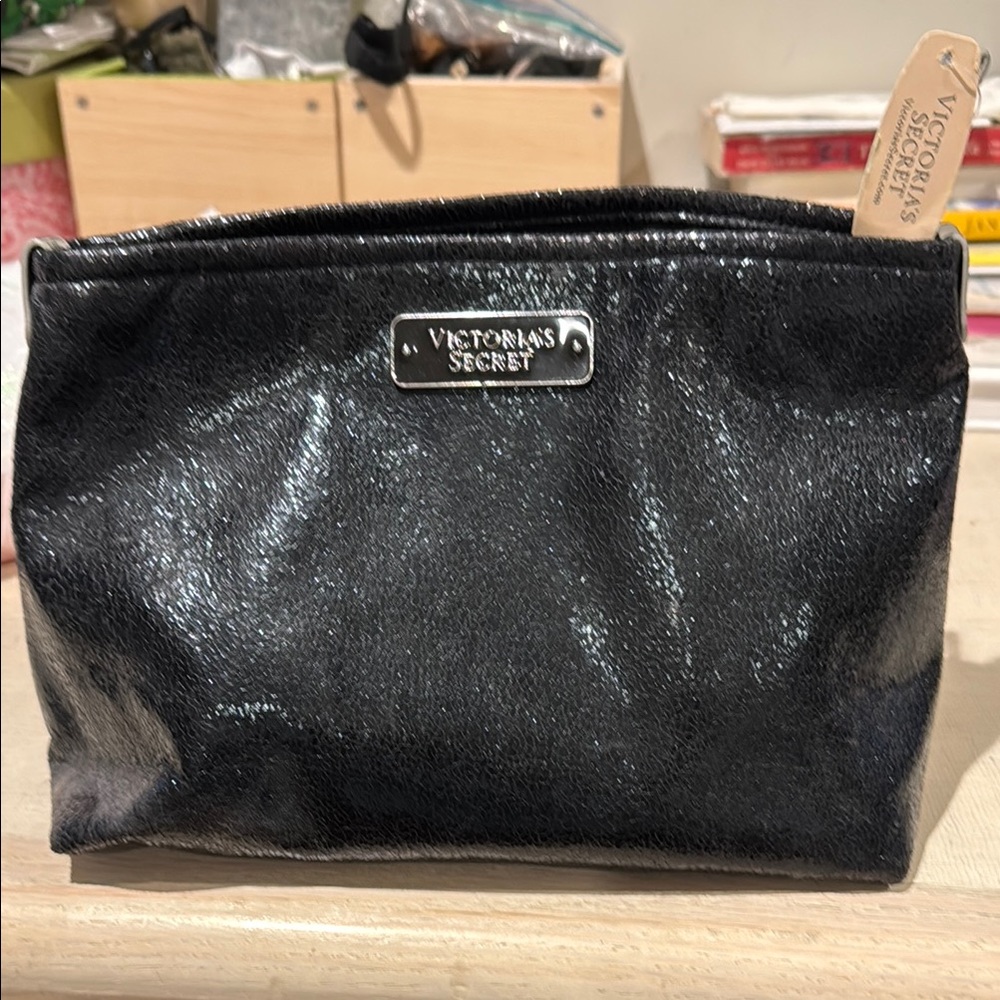 Victoria's Secret Black Glitter Cosmetic Bag